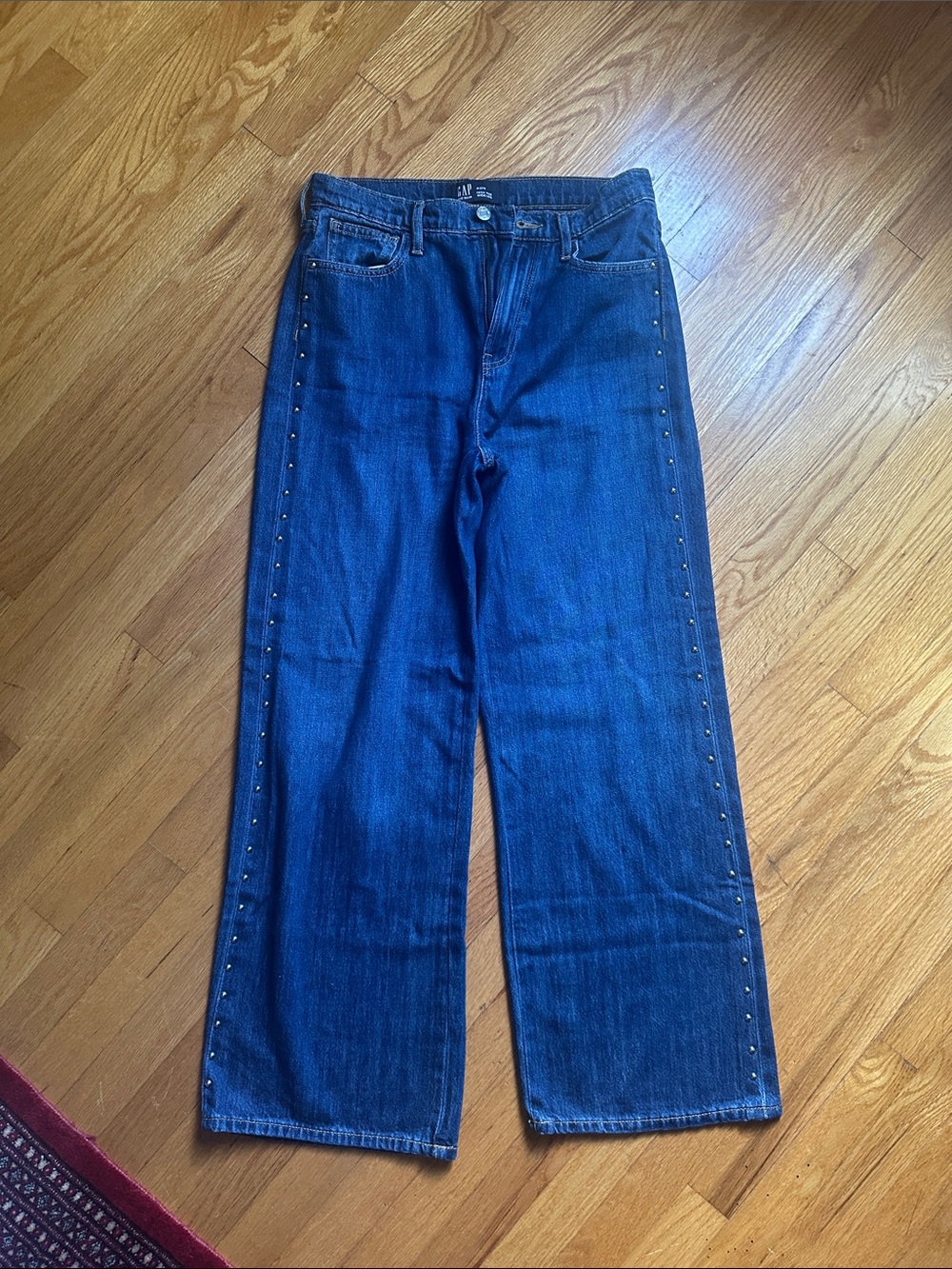 GAP Men's Indigo Wide-Leg Jeans with Side Studs
